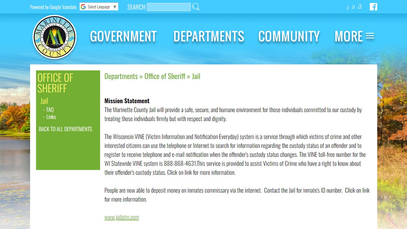 Marinette County » Departments » Office of Sheriff » Jail