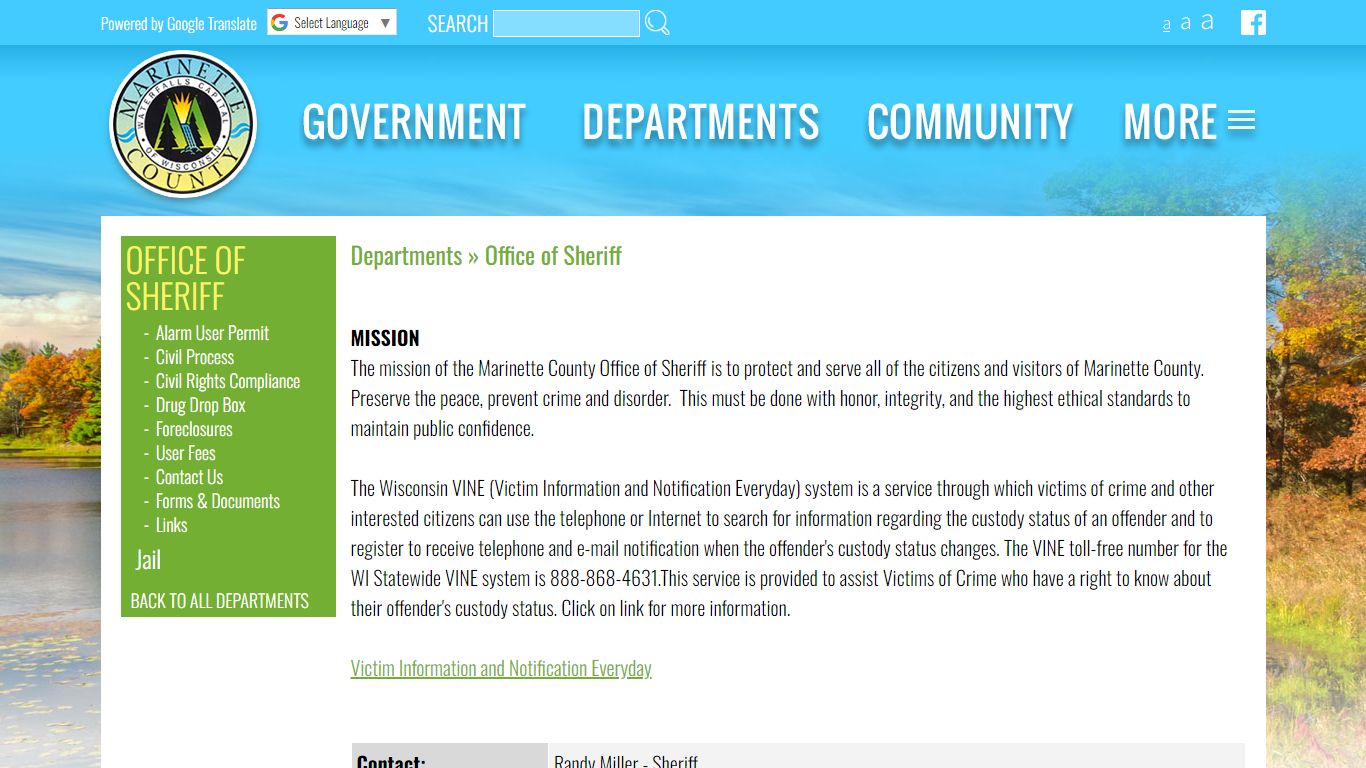 Marinette County » Departments » Office of Sheriff